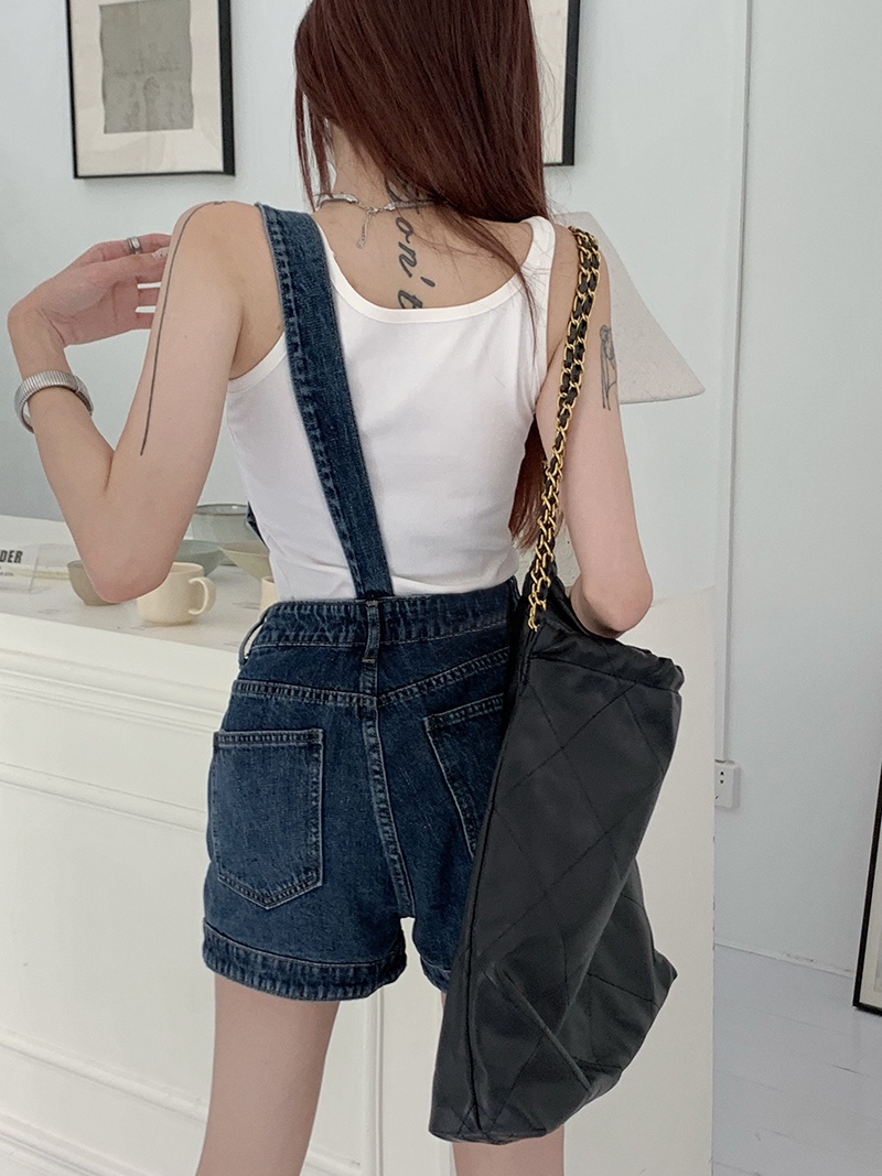 Quần Yếm Denim Ống Rộng Phong Cách Retro 53975