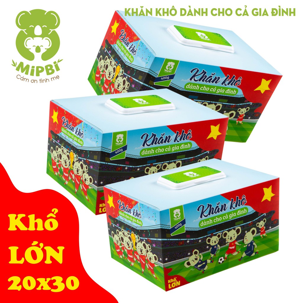 [RẺ VÔ ĐỊCH] [CHÍNH HÃNG]Khăn vải khô đa năng cao cấp Mipbi hộp cỡ lớn 20*30cm dành cho cả gia đình