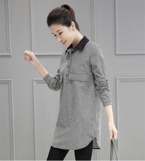 ÁO CARO CỔ SƠ MI ĐEN HN2577