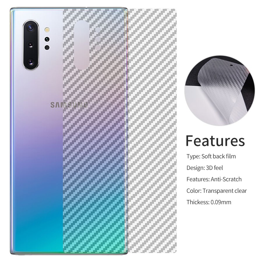 Miếng dán mặt lưng cacbon chống vân tay,xước Cho Samsung Galaxy S8 S9 S10 S20 S21 S22 S23 Plus Note 8 9 10 20 Ultra