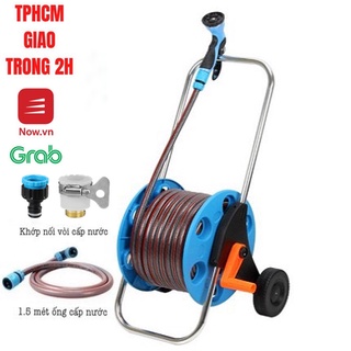 Bộ vòi tưới cây rửa xe Lionking. Ống nước kết cấu 3 lớp, vòi nhựa 5 kiểu phun. Bao gồm rulo cuộn ống