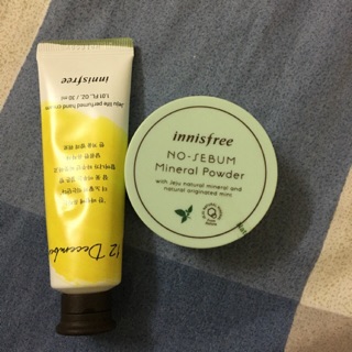 Combo phấn phủ bột khoáng kiềm dầu ko màu Innisfree no sebum mineral powder+kem dưỡng da tay hương nước hoa chính hãng