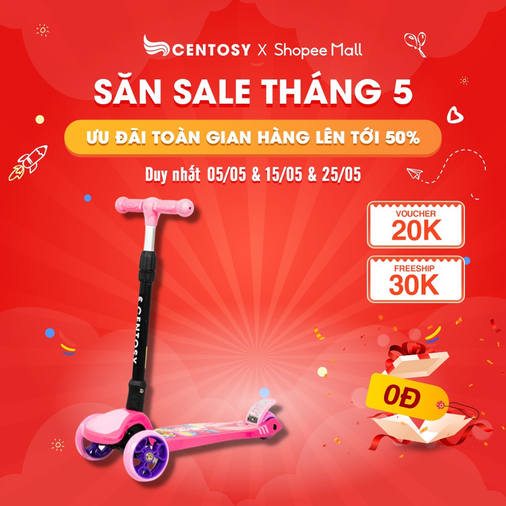 Xe Trượt Scooter Trẻ Em Cao Cấp - Centosy MHBC 017C - Có Đèn Nháy, Màu Sắc Nổi Bật, Gấp Gọn Tiện Lợi