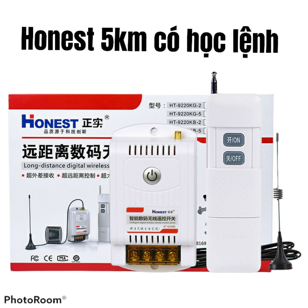 Công tắc điều khiển từ xa Honest 5000m 5km công suất lớn 40A/220V 9220KG-5- CHÍNH HÃNG HONEST có học lệnh