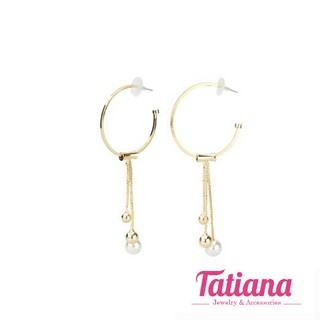 Bông tai khoen tròn đính hạt dài - Tatiana - Eh2524