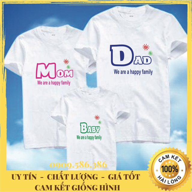 Áo gia đình in chữ DAD MOM BABY