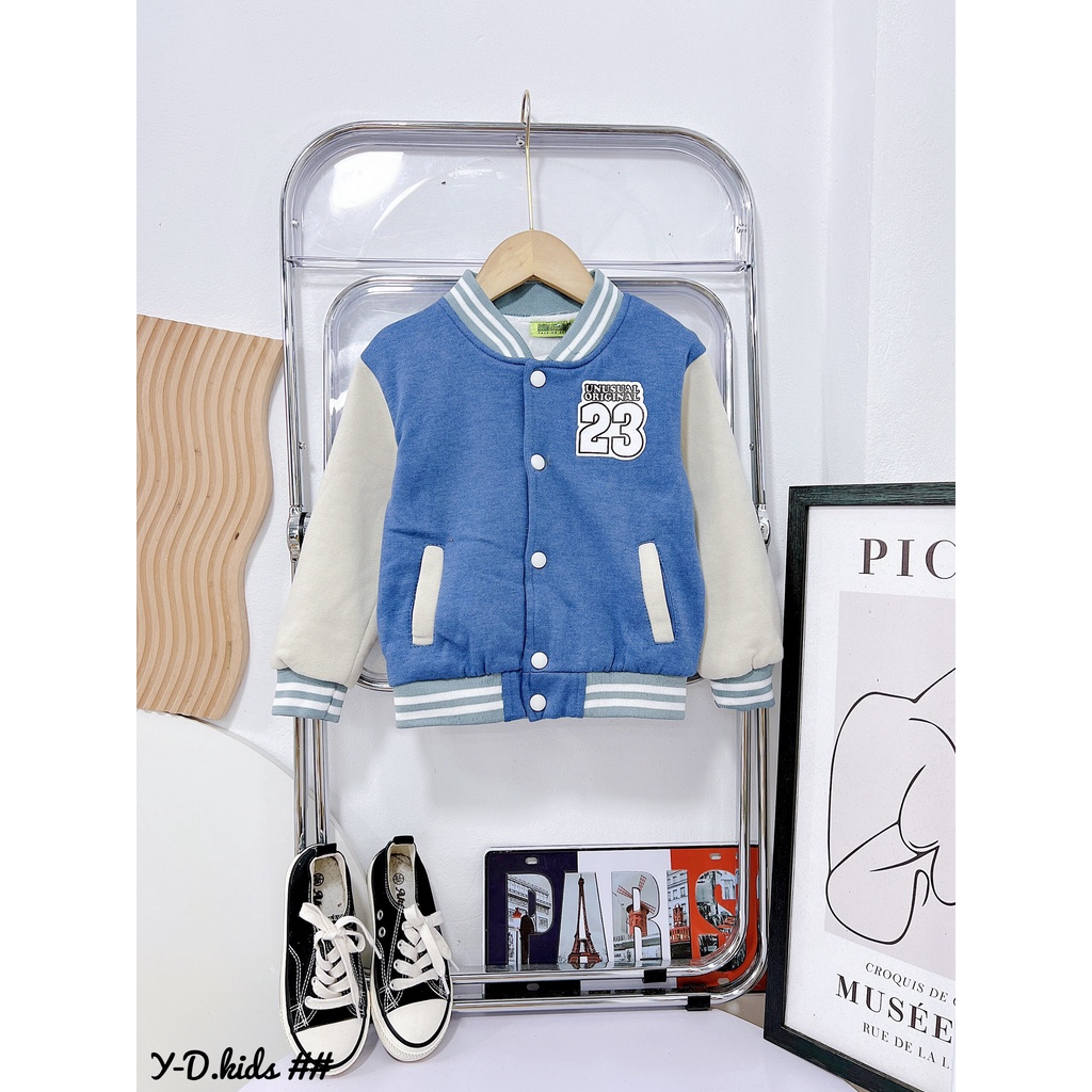 Áo khoác bomber bé trai, bé gái "style 23". Áo bomber bóng chày 10-25kg