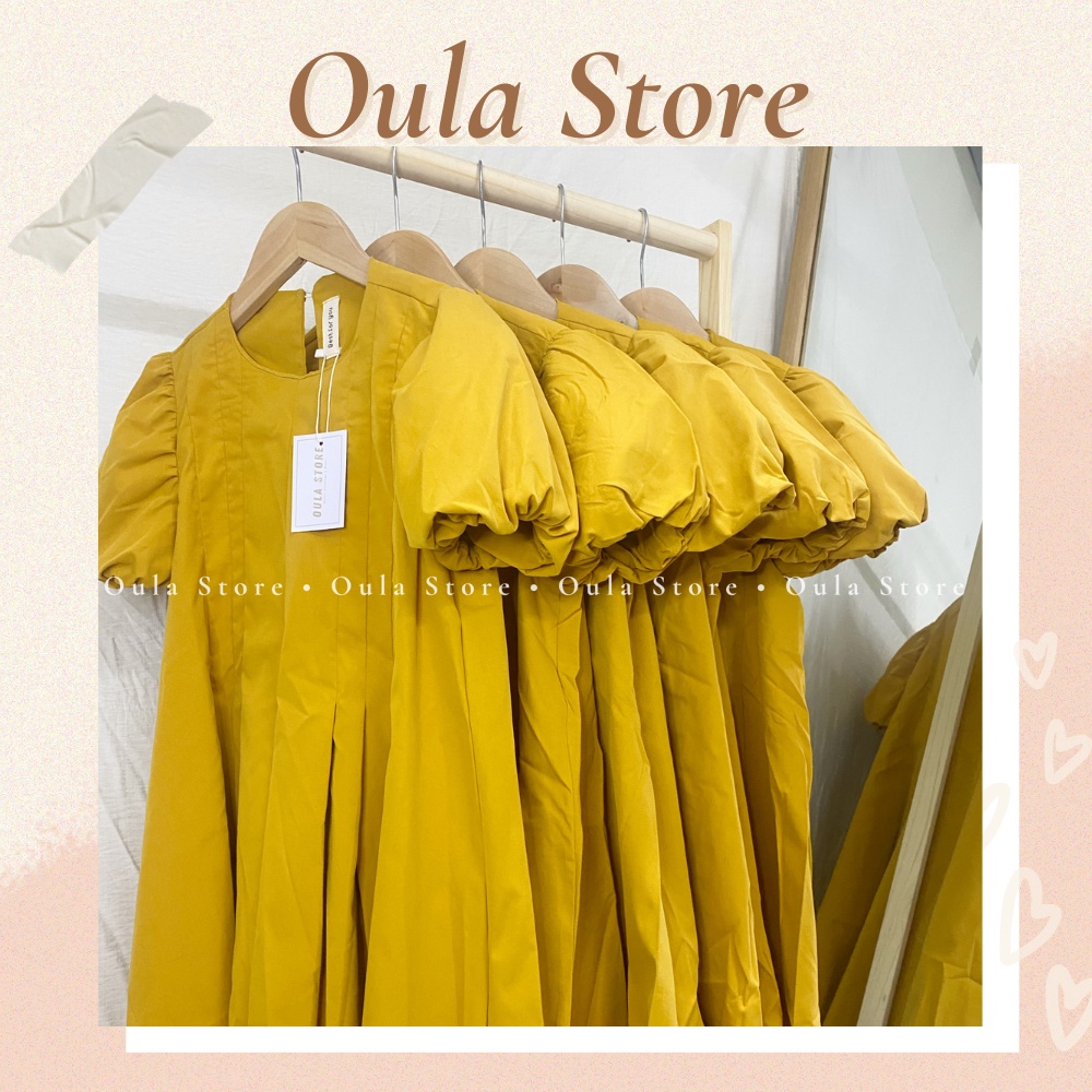 Đầm dáng suông tay bồng xếp ly Lyna, V029 Oula Store