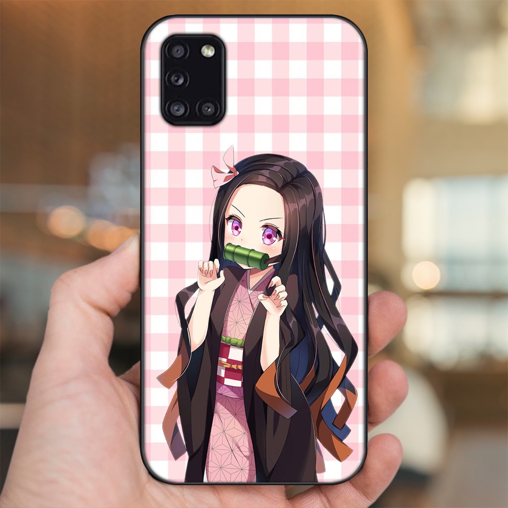 Ốp lưng Samsung A31 viền đen in hình Nezuko Kimetsu no Yaiba