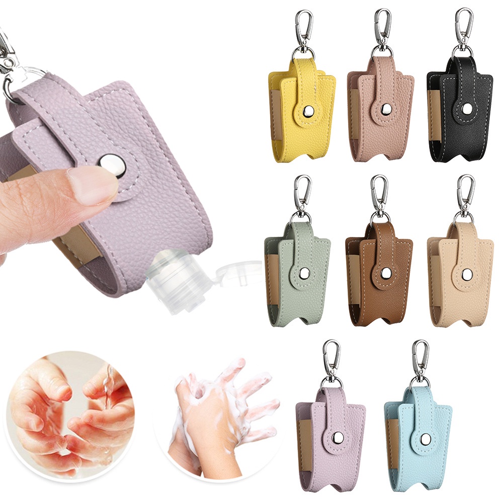 Chai đựng nước rửa tay bằng da PU kèm móc khóa tiện dụng