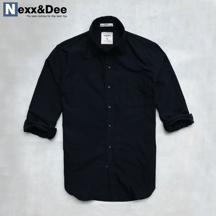 Áo sơ mi nam tay dài công sở màu đen vải oxford cao cấp denim Nexx&Dee SM02