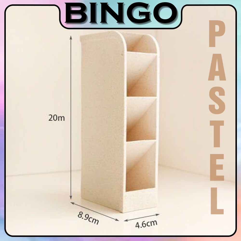 Kệ 4 Tầng Đựng Bút/ Mỹ Phẩm/ Son/ Cọ Trang Điểm Để Bàn Nhiều Ngăn, Màu Kem Pastel Siêu Đẹp, So Cute kích thước 20*5*9cm