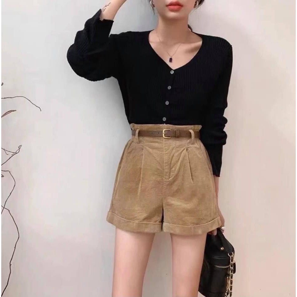 quần short nữ, quần đùi nữ gấu lật chất nhung cao cấp | BigBuy360 - bigbuy360.vn