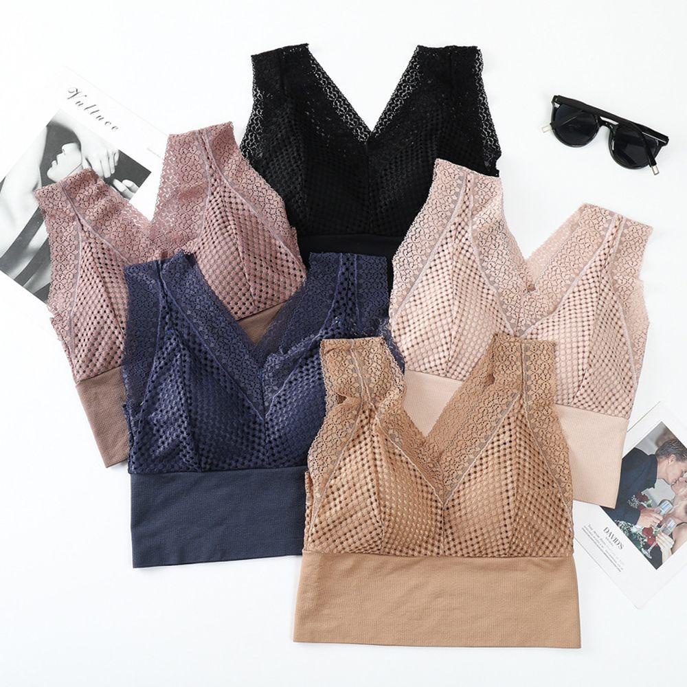 OCEANMAP Toàn Bộ Áo Ngực Thể Thao Phối Ren Cổ Chữ V Không Đường May Chống Sag Dành Cho Nữ