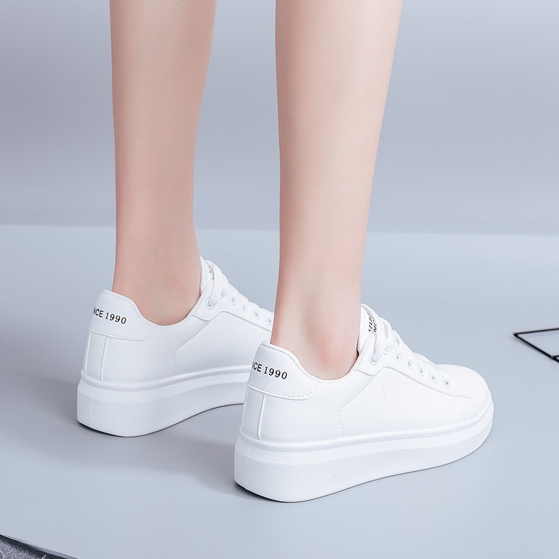 Giày thể thao nữ độn đế - Giày sneaker màu trắng trẻ trung 1990