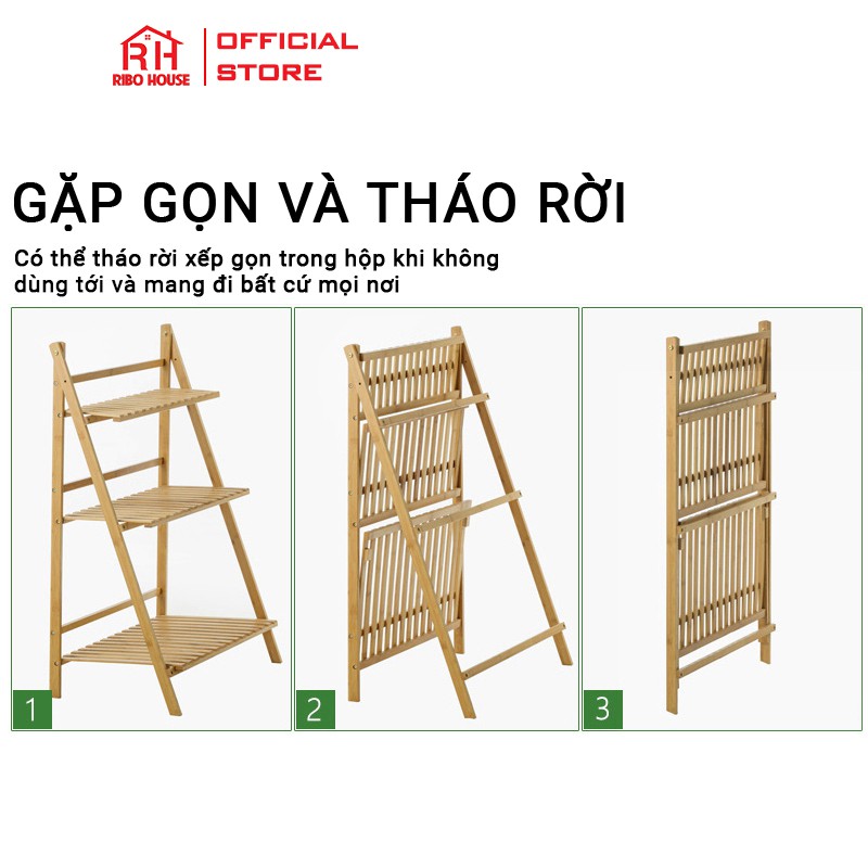 Kệ cây cảnh gỗ Lim đa năng bonsai shelves chống nước gấp gọn RIBO HOUSE chống nắng mưa, mối mọt độ bền cao RIBO67