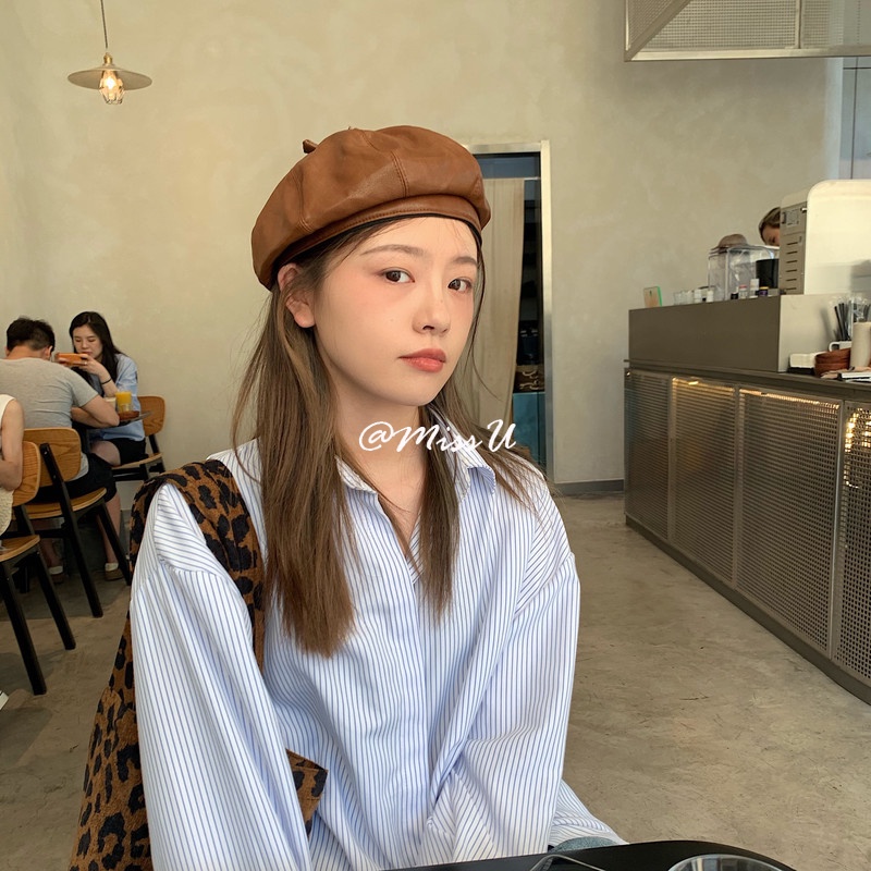Mũ Beret chất liệu da cao cấp thời trang mùa thu đông theo phong cách hàn quốc