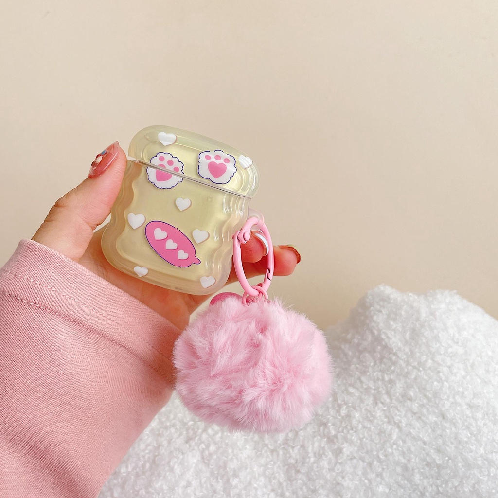 Vỏ Bảo Vệ Hộp Sạc Tai Nghe Bluetooth AirPods 1 2 pro 3 2021 gen3 Bằng Tpu Silicone Mềm Chống Rơi Họa Tiết Báo Hồng Và Mèo Dễ Thương