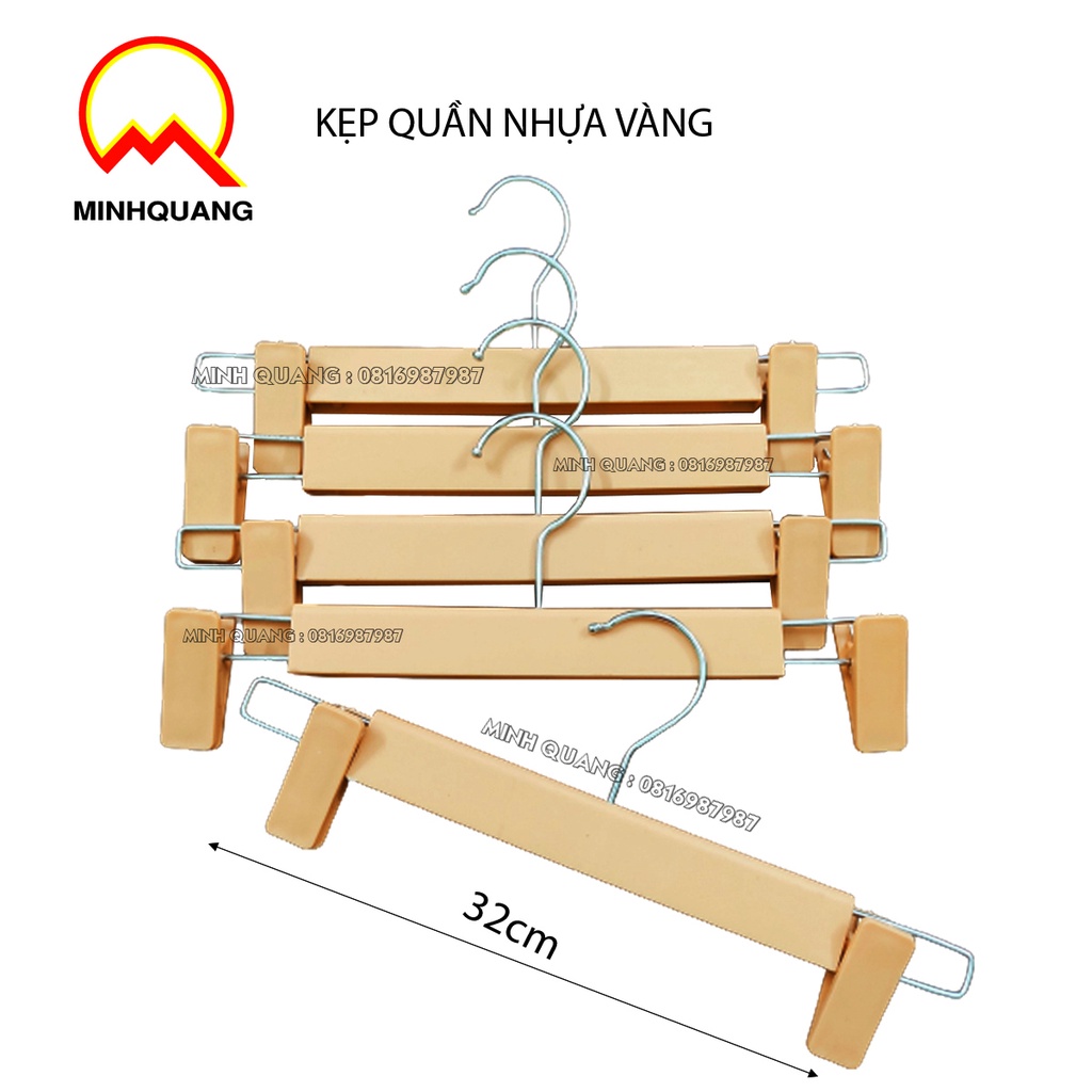 kẹp quần nhựa vàng giả gỗ size 32cm nam nữ,móc treo quần áo cho shop thời trang