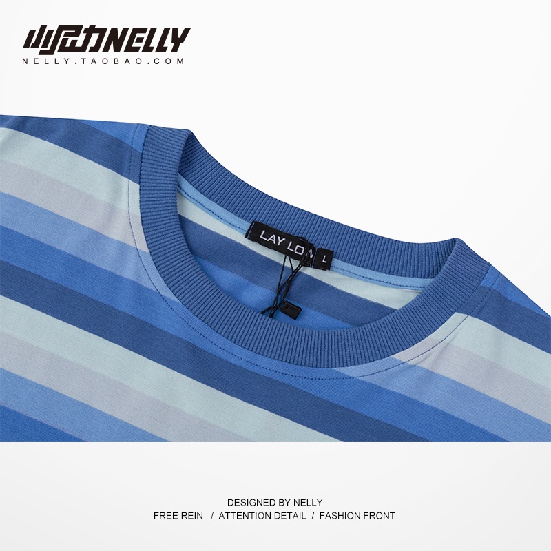 Áo thun Nelly - Heybig : Mẫu KẺ NGANG XANH