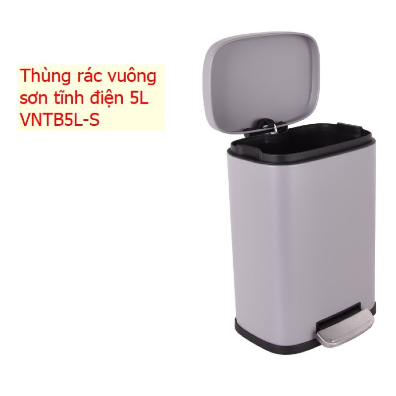 Thùng Rác Đạp Chân VINAMOP 12L Sơn Tĩnh Điện-Hình Vuông