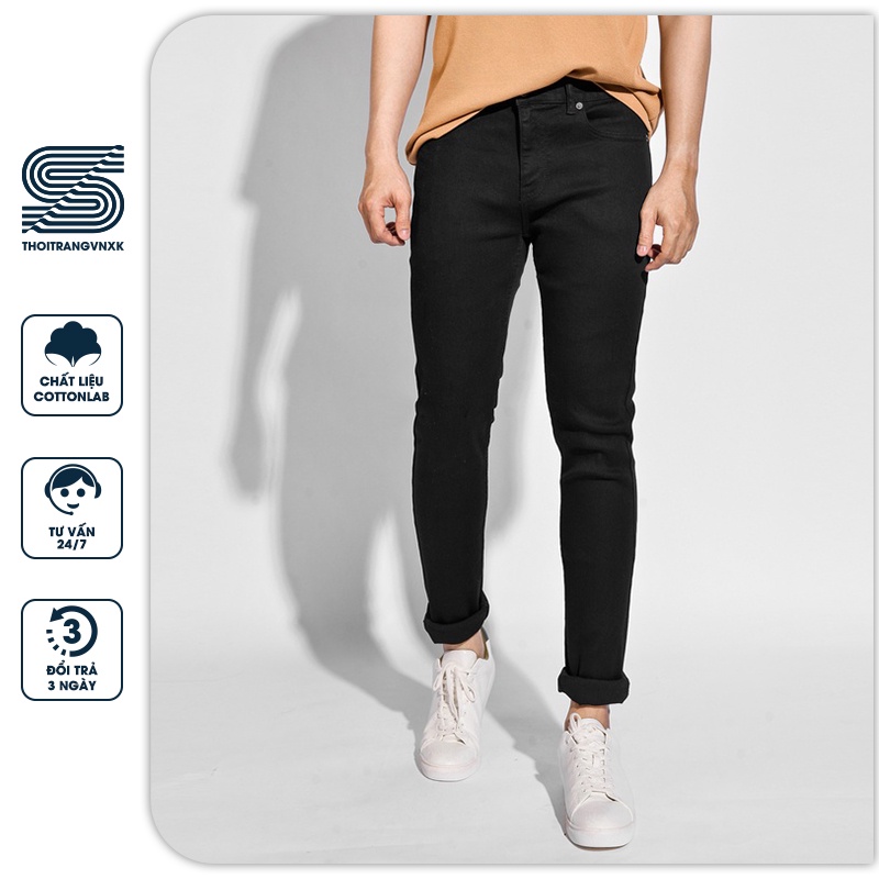 Quần jean nam đen cao cấp không phai màu form slimfit Sonvnxk - QJS210401