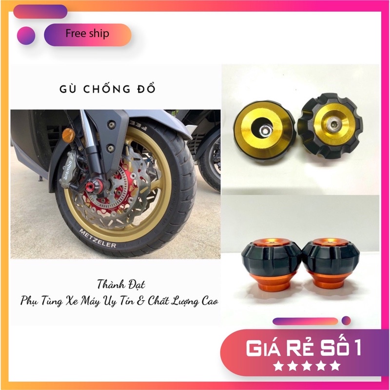 Gù chống đổ xe máy trước và sau CNC nhôm siêu bền