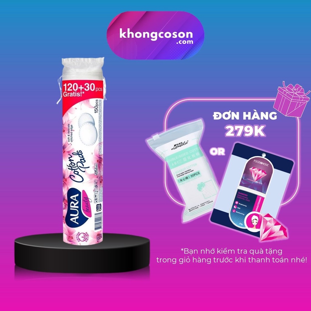 Bông Tẩy Trang Aura Beauty Cotton Pads 150 miếng - Khongcoson