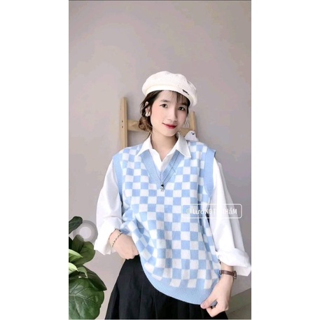 Áo gile kẻ caro Vintage Ununisex - Áo không tay dáng suông cá tính kèm ảnh thật