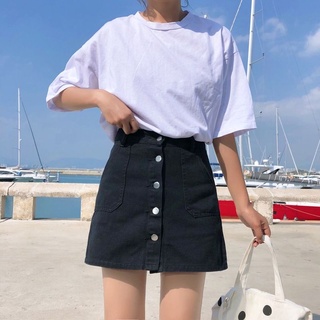 [Ảnh thật - SẴN] Chân Váy Đen Trắng Kaki Ngắn, Dáng Chữ A Cạp Cao, BigSize (Có Quần Trong)
