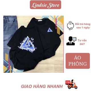 Áo thun Đen Chớp Tam Giác, Áo Phông tay lỡ cá tính, dễ phối đồ, chất cotton mịn mát 🍀Lindsie Store🍀