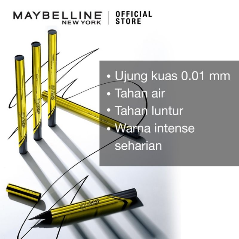 (Hàng Mới Về) Bút Kẻ Mắt Dạng Lỏng Maybelline Hypersharp Màu Đen Chống Thấm Nước