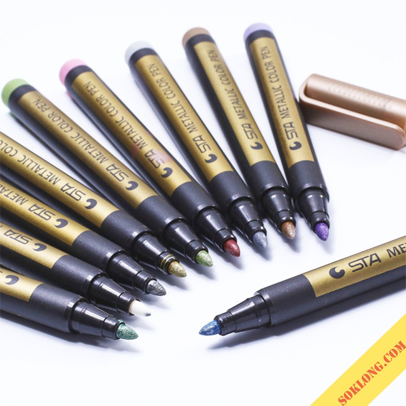 Bút dạ Marker nét 2mm màu nhũ Sta Metallic, bút viết Calligraphy, tiêu đề trên nhiều chất liệu