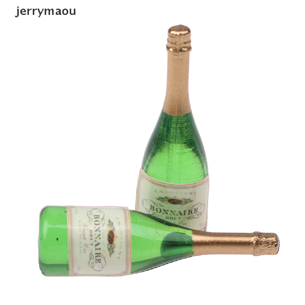 Bộ 2 Chai Rượu Champagne Mini Tỉ Lệ 1 / 12 Dùng Trang Trí Nhà Búp Bê