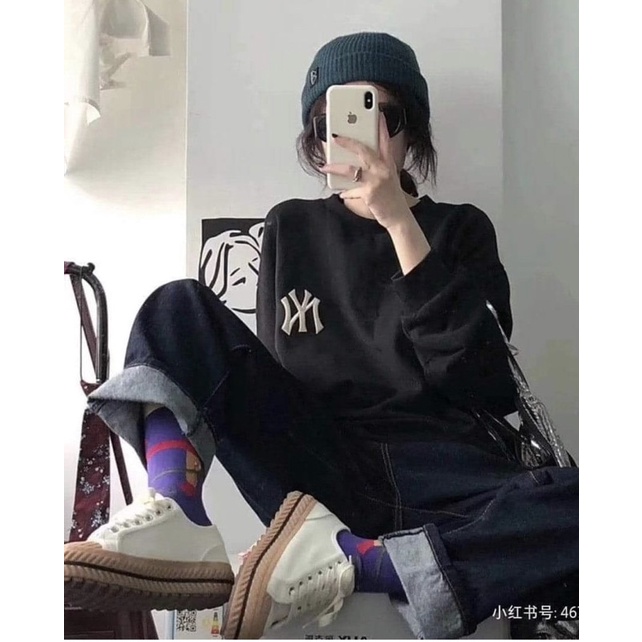 Hoodies dài tay NY đủ màu Áo dài tay thu đông nỉ da cá FULL TAG