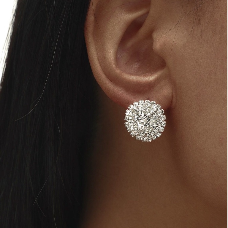 Đôi Khuyên Tai Tròn Đính Đá Thời Trang Cho Nữ