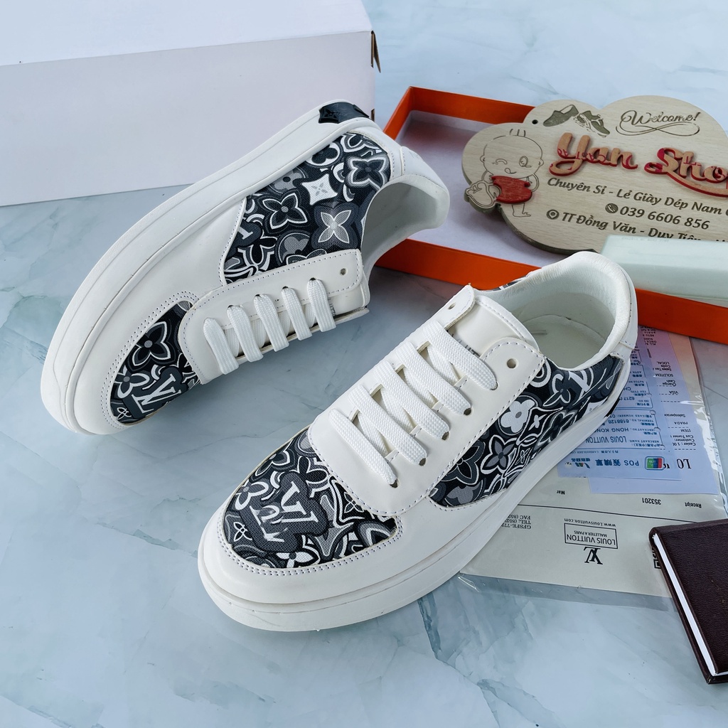 Giày Sneaker LV Trắng đế Cao Su Cao Cấp - Giày LV Trắng Cho Nam
