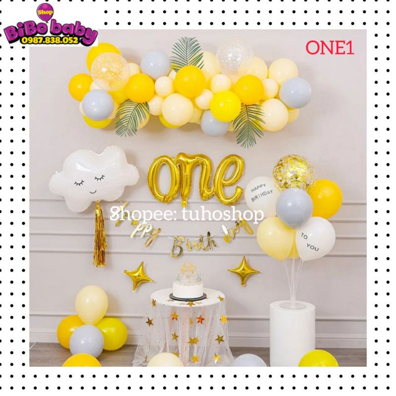 Bóng chữ one trang trí sinh nhật 1 tuổi - BiBo baby