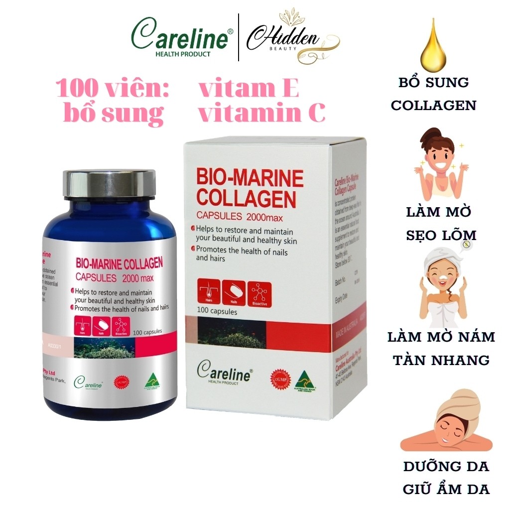 Viên uống đẹp da Careline Bio Marine Collagen 2000mg, nhập khẩu Úc - 100 viên