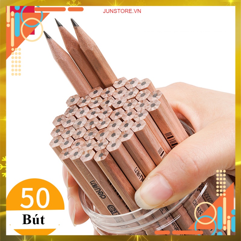 Combo Bút Chì lục giác Deli 50 chiếc/hộp - loại HB/2B, nét viết mềm mại JHSTOREVPP