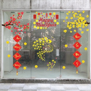Decal trang trí tết cao cấp mai vàng đón xuân dán tường và cửa kính có sẵn keo không gây bẩn kính dễ dán Lala