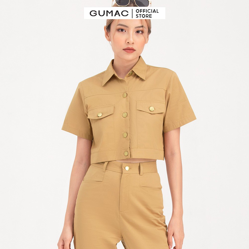 Áo sơ mi kiểu nữ croptop GUMAC cá tính trẻ trung AB755 | BigBuy360 - bigbuy360.vn