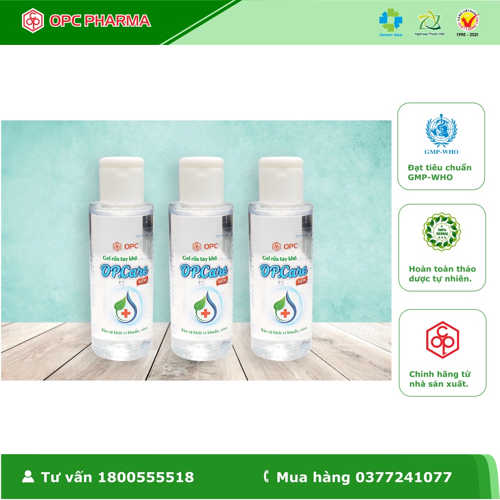 Gel Rửa Tay Khô OP.CARE OPC Sạch Khuẩn, Mềm Da Tay, 70ml