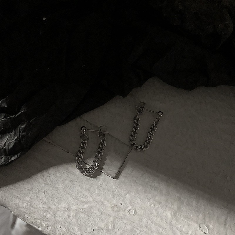 Khuyên tai 23147 dạng mắt xích đơn giản phong cách đường phố cổ điển sành điệu cho nam nữ