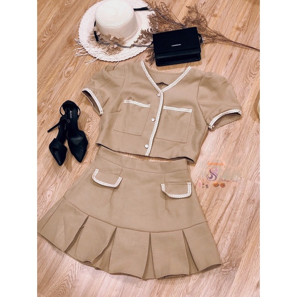 SET ÁO CHÂN VÁY DẠ DẬP LI