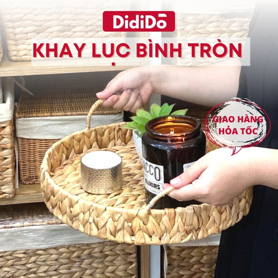 Khay lục bình tròn có quai 33cm COI24