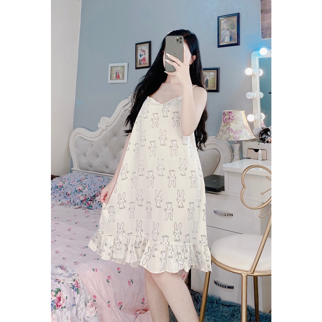 Đầm Ngủ Baby Váy Ngủ 2 Dây Lụa Satin Cao Cấp BV01