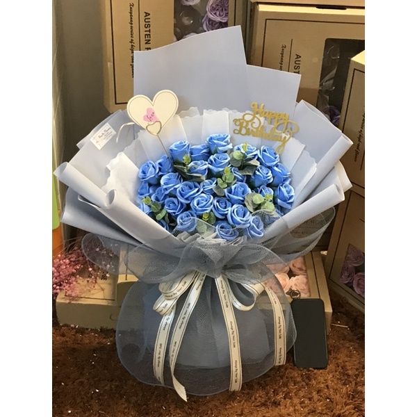 [Nowship] Bó hoa sáp 35bông cao cấp. Hoa 4 lớp xịn. Ảnh thật tự chụp. Quà sinh nhật ý nghĩa