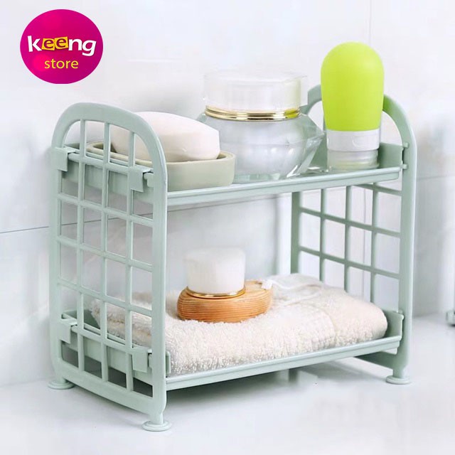 Kệ nhựa mini 2 tầng KEENGSTORE đựng đồ đa năng siêu xinh sẵn hàng 10 màu