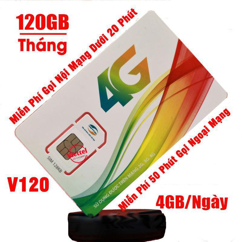 v120 Sim 4G Viettel 120GB/Tháng
